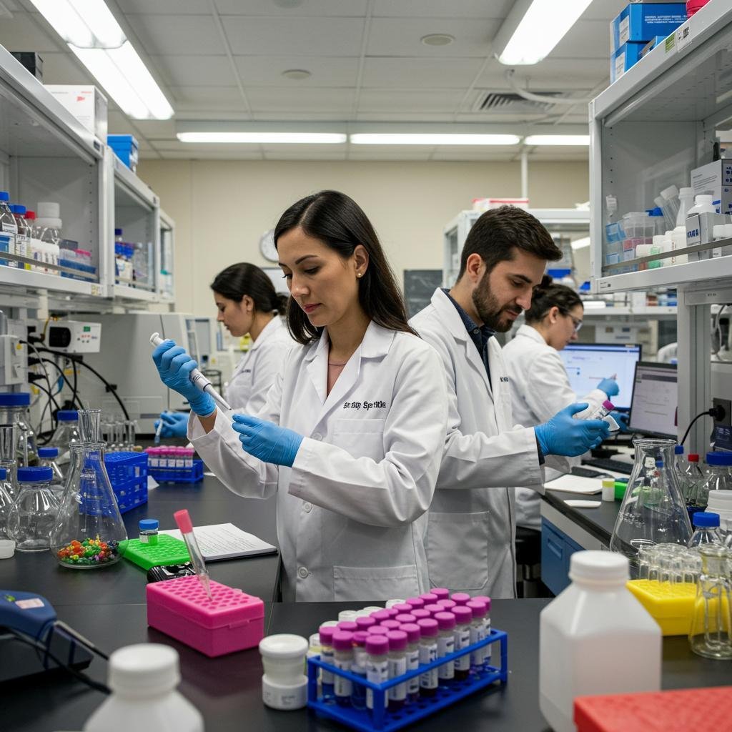 Modern peptide research laboratory